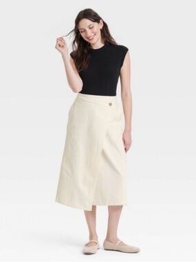 White denim universal thread wrap skirt